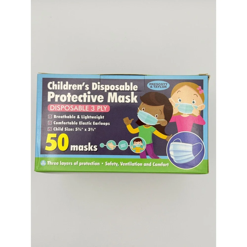 13 Box‎ Lot Kids Disposable Face Mask 50 Ct 3 Ply Child Blue Non Medical